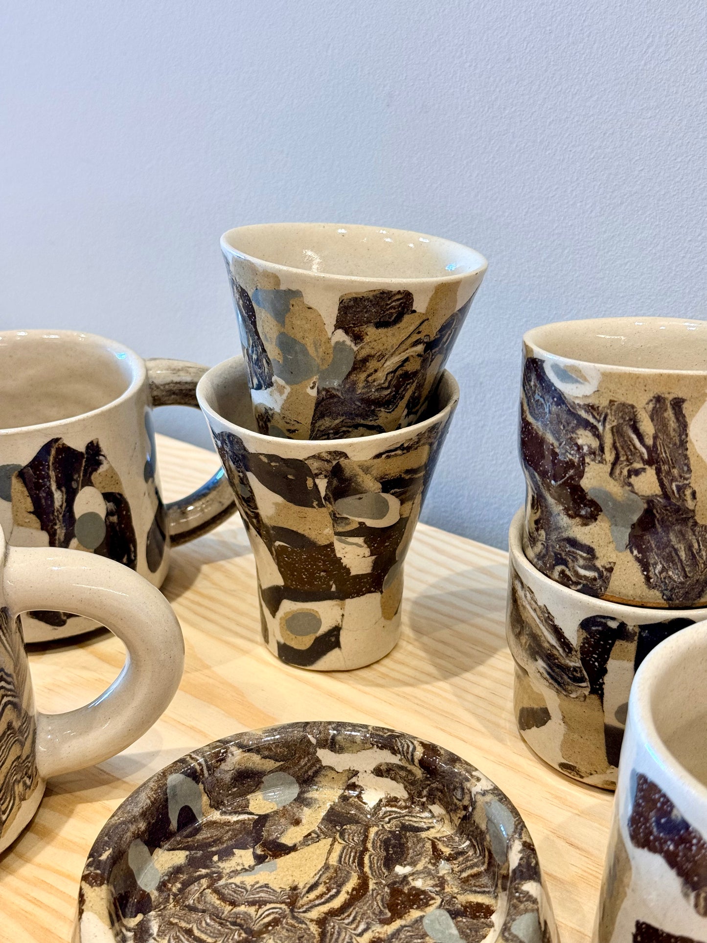 Handcrafted Ceramic Coffee Mug - Small Nerikomi