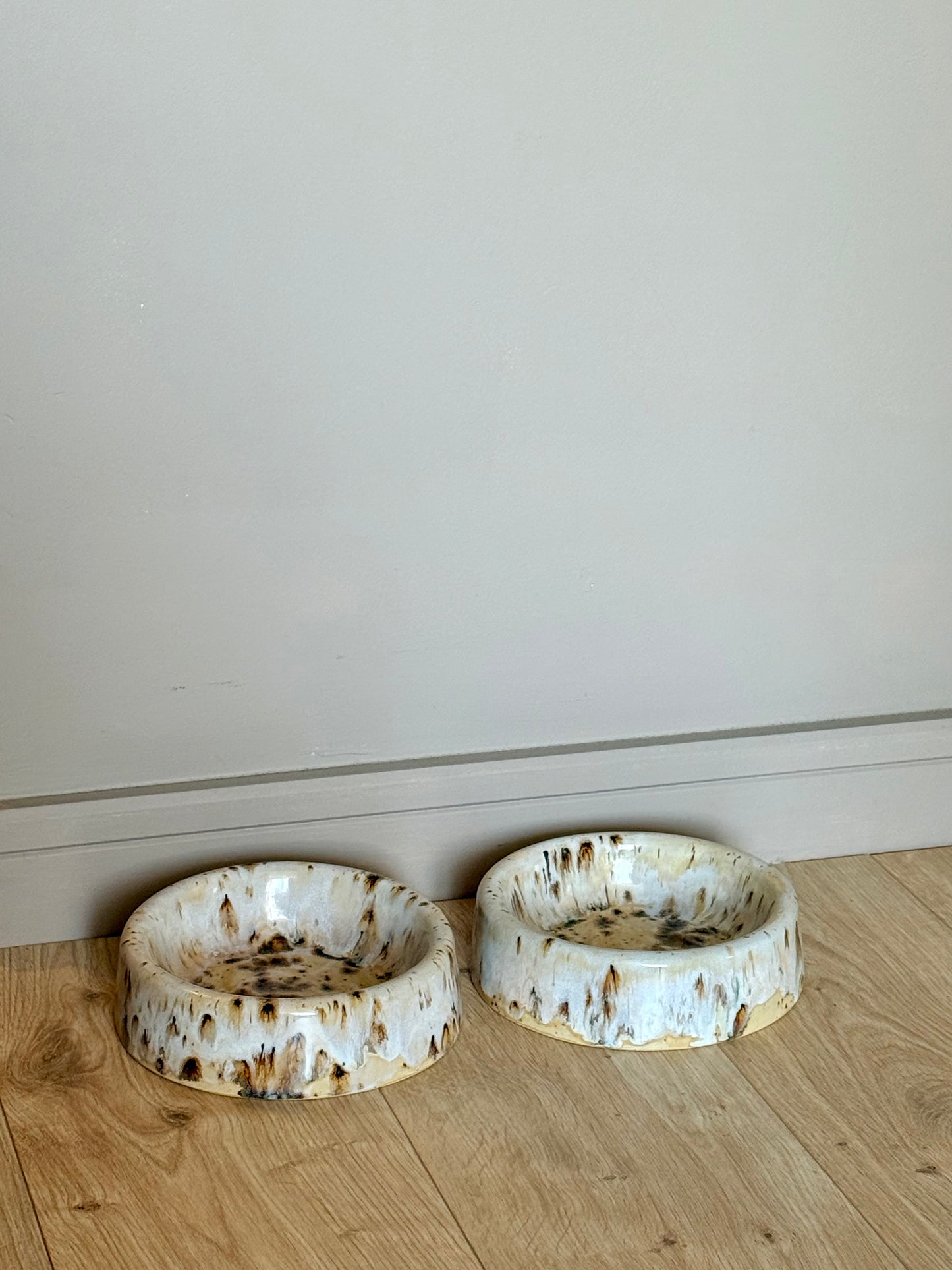 Handmade Ceramic Dog Bowl - White