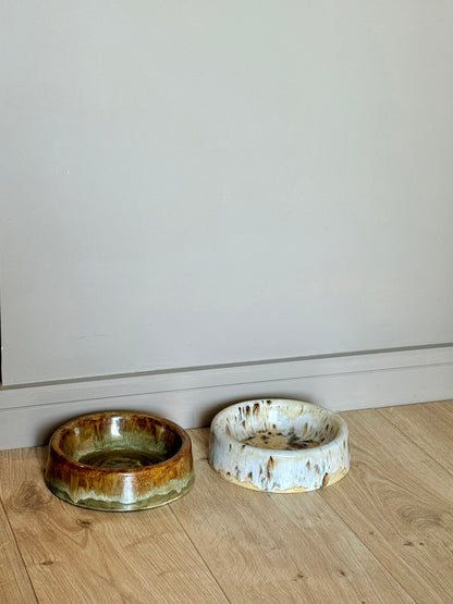 Handmade Ceramic Dog Bowl - White