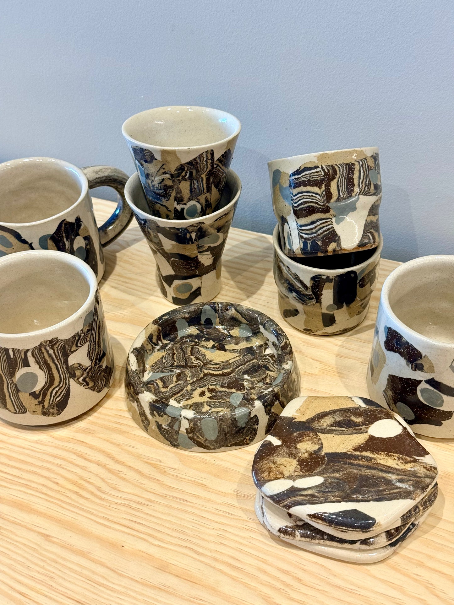 Handcrafted Ceramic Coffee Mug - Small Nerikomi
